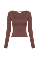 Bridget Recycled Nylon Long Sleeve Top - Mocha